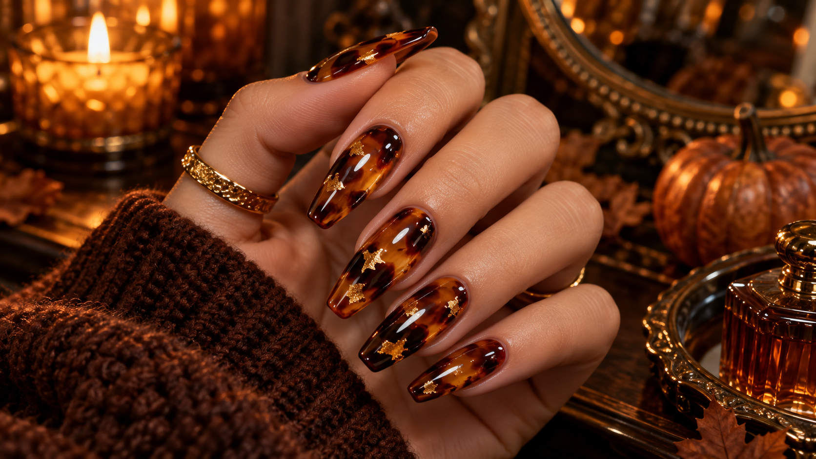 Rich Tortoiseshell Print with Gold Foil Flakes